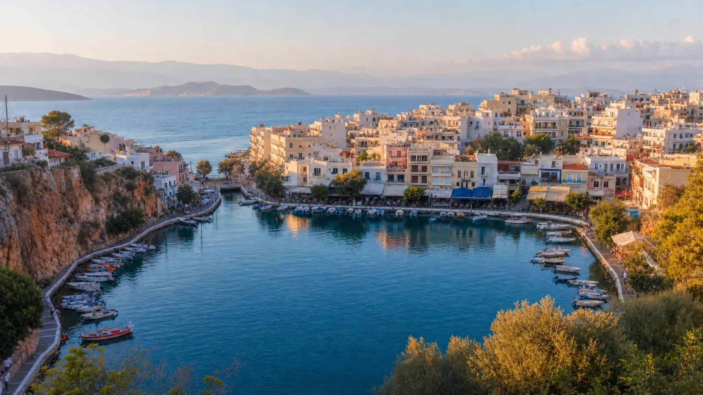 The lake harbour in the centre of Agios Nikolaos