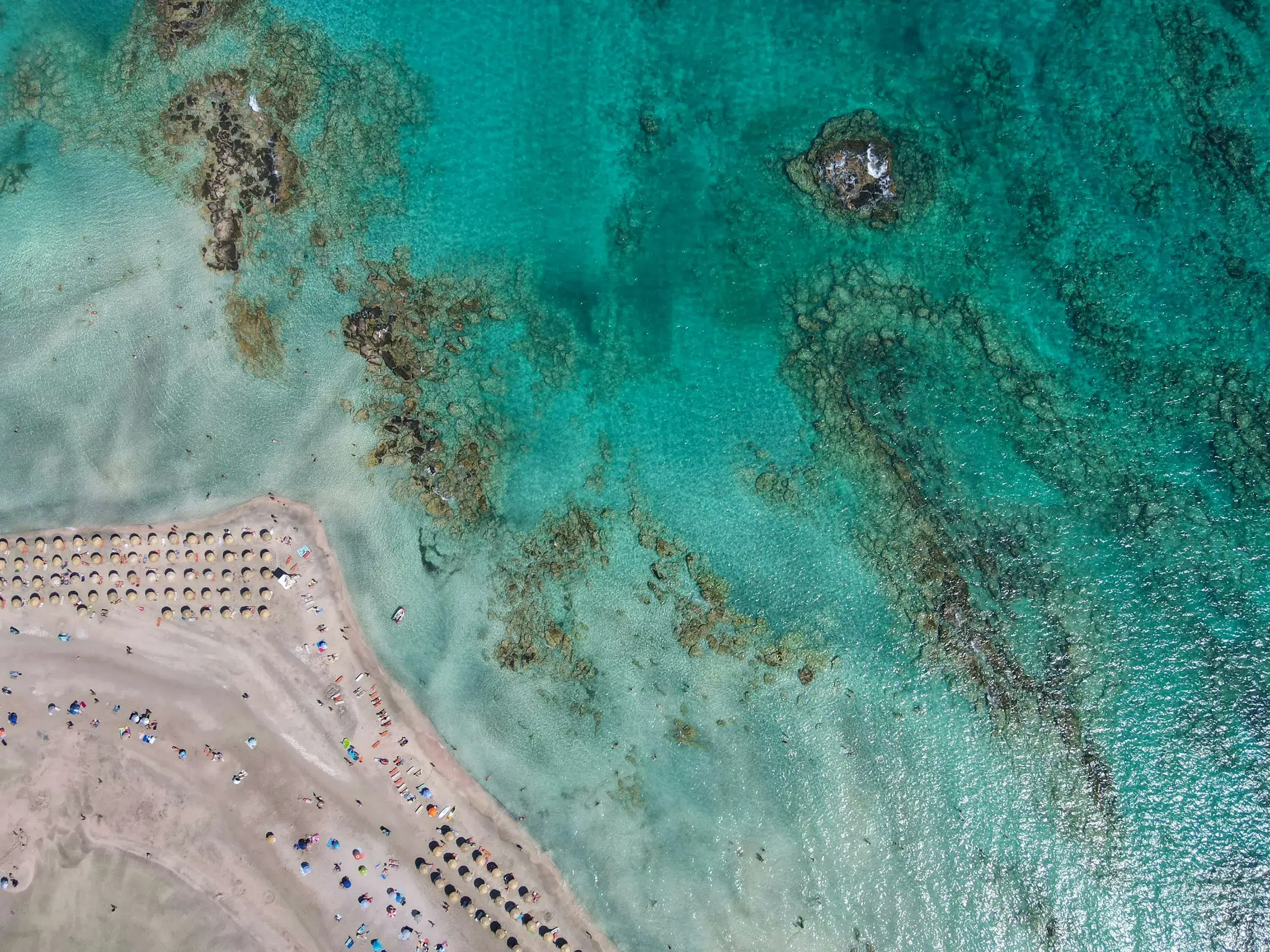 The shallow lagoon and sand spit at Elafonissi in southwest Crete