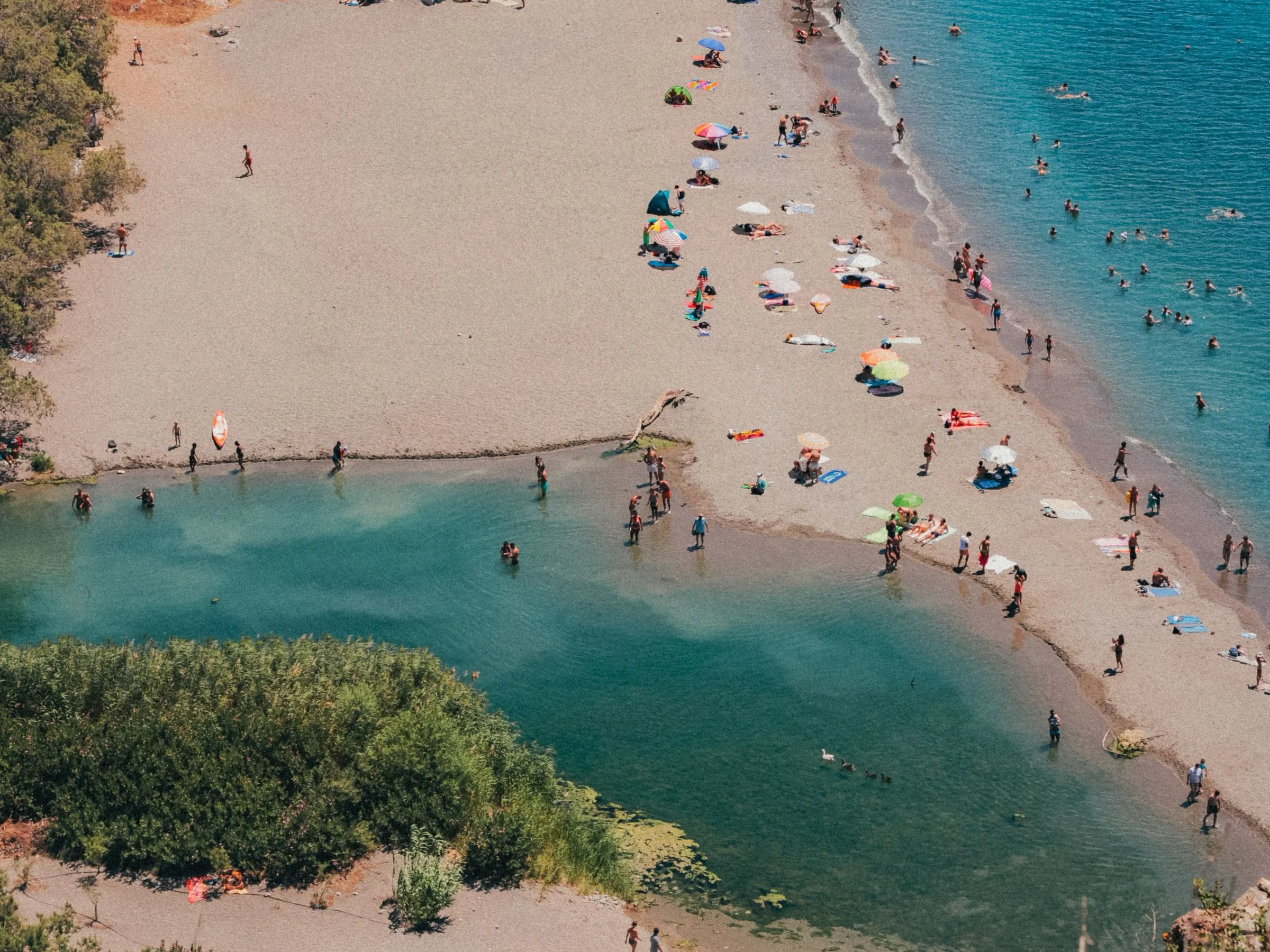 The river mouth and palm grove at Preveli beach on the south coast of Crete