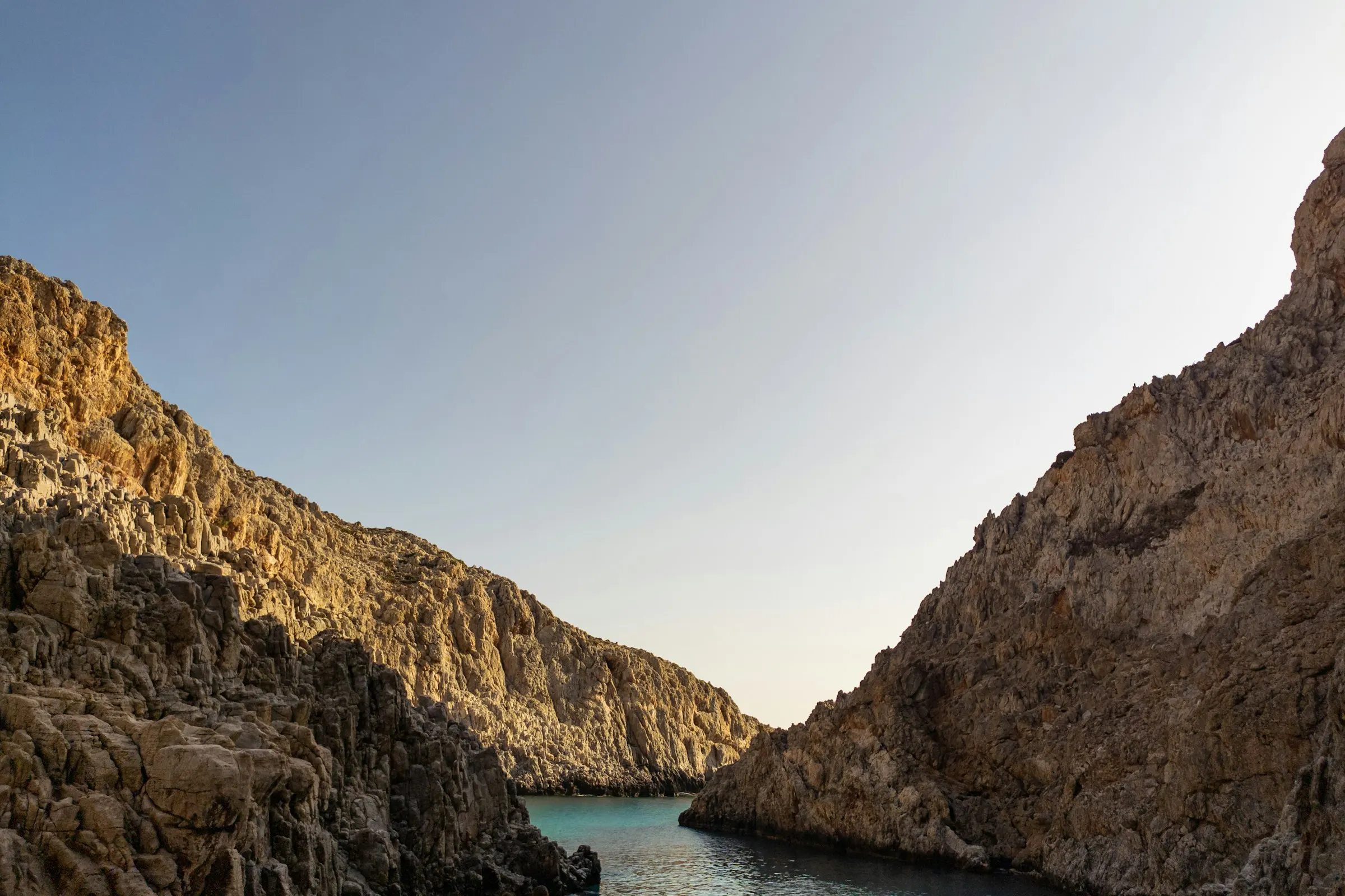 Seitan Limania cove in early light on the Akrotiri peninsula