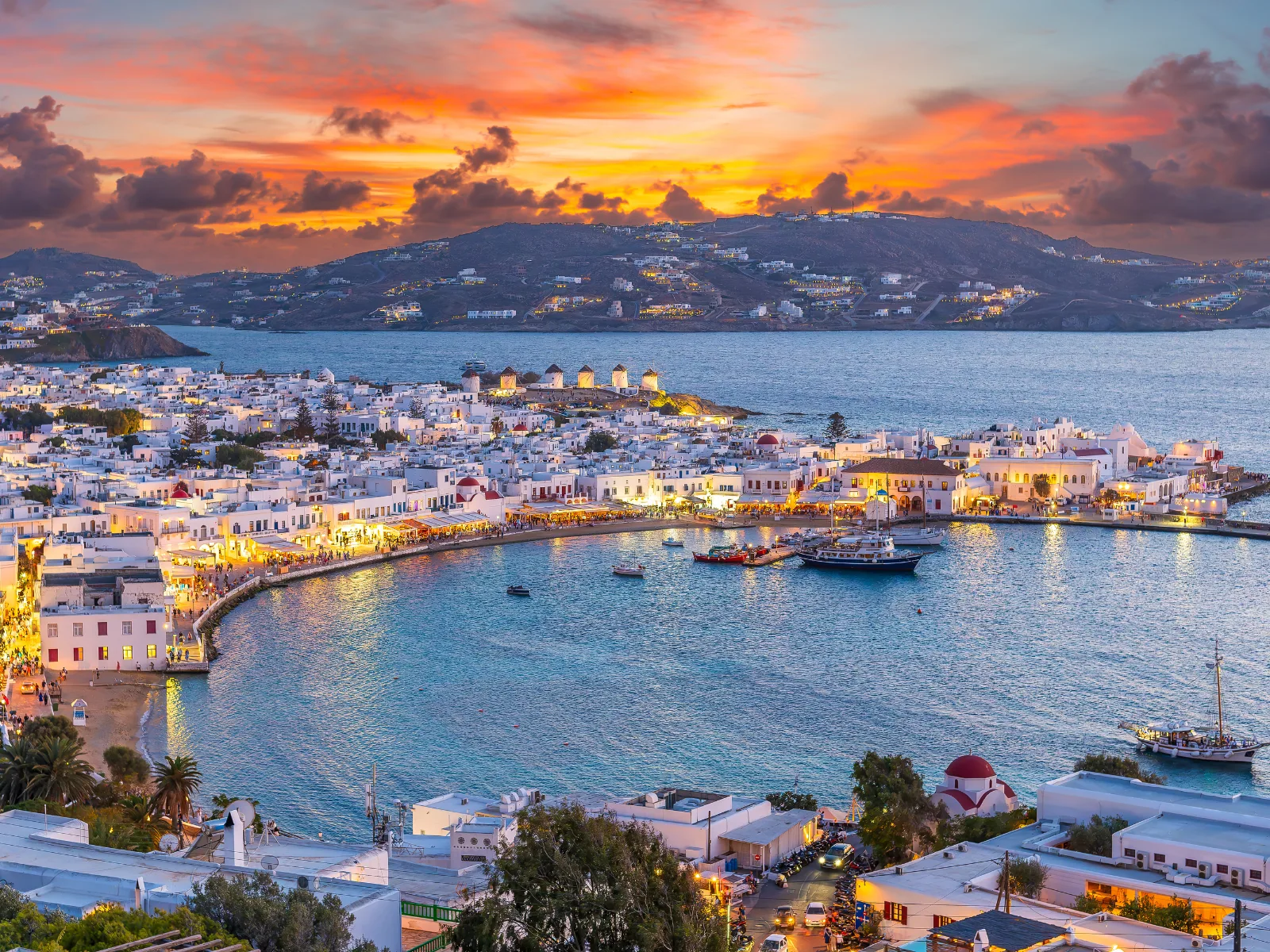 White buildings and the Aegean coast on Mykonos