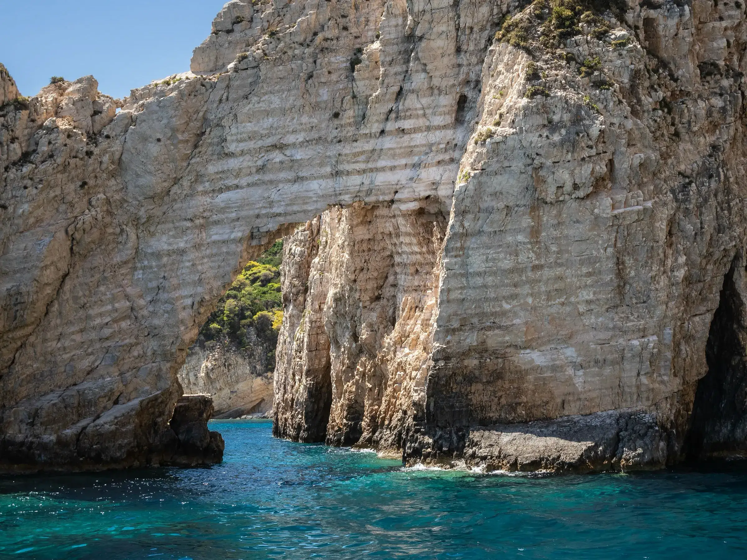 A sea-cave arch in the white cliffs near Keri, Zakynthos