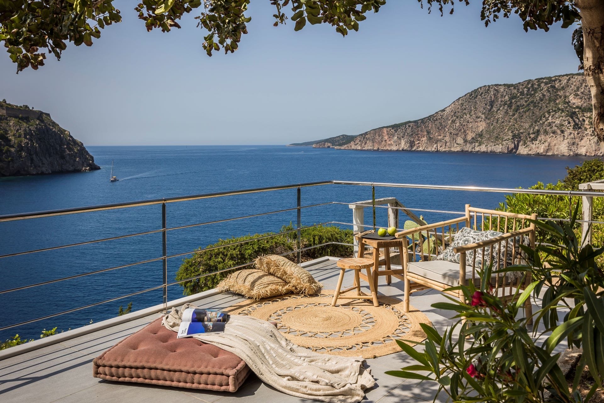 Sea view terrace at Villa Maistrali above the Assos coastline