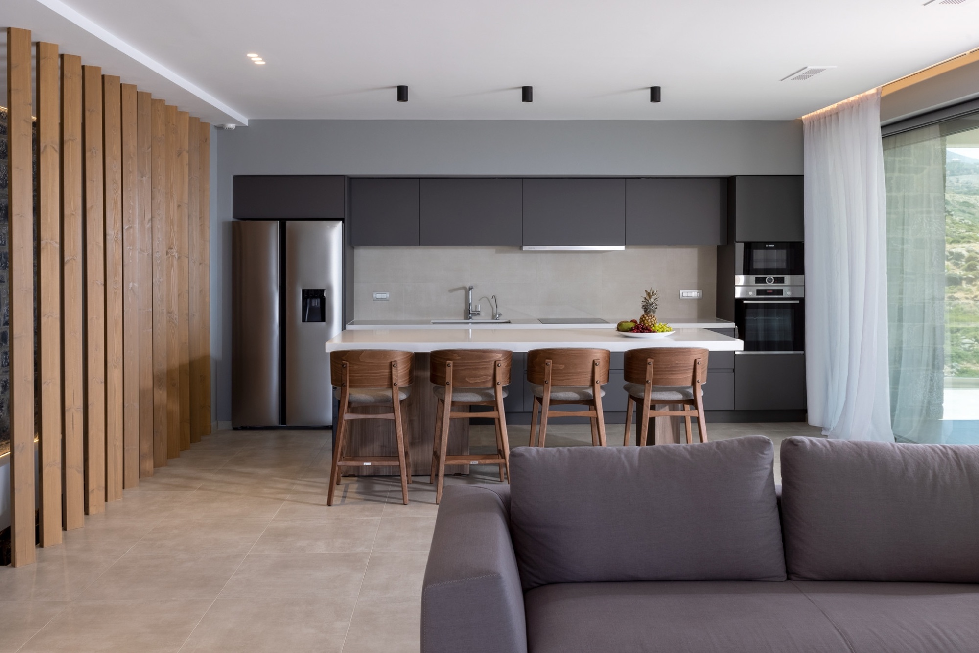 Villa Lyra kitchen and island seating