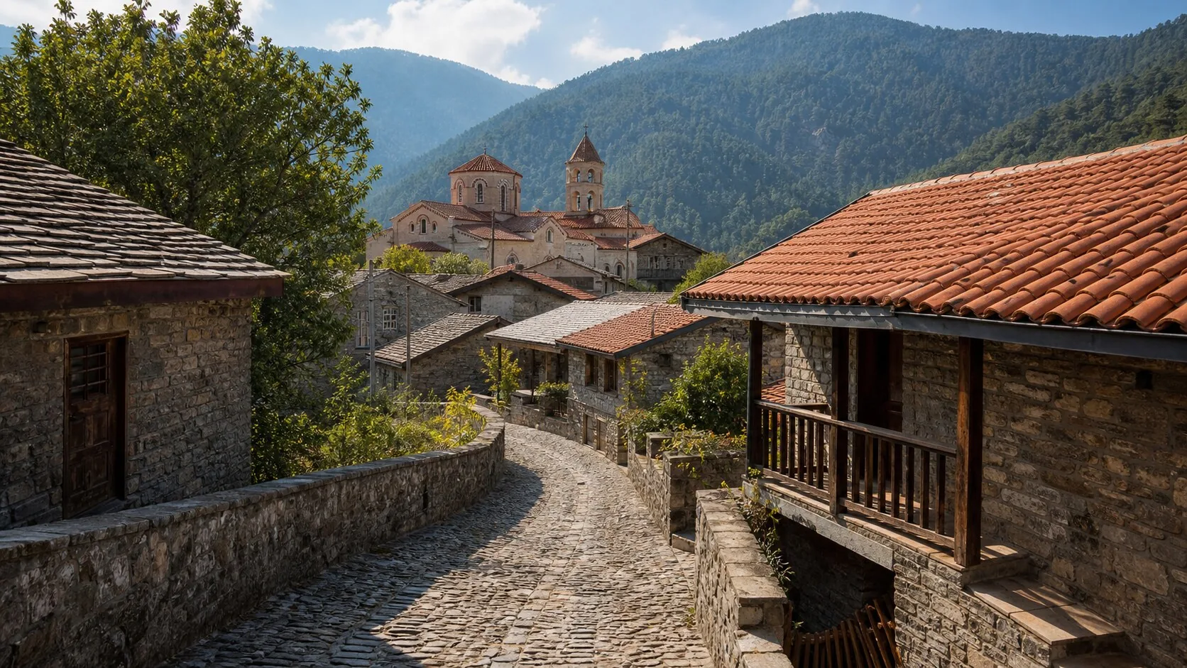 Traditional stone village in the Troodos Mountains, Cyprus