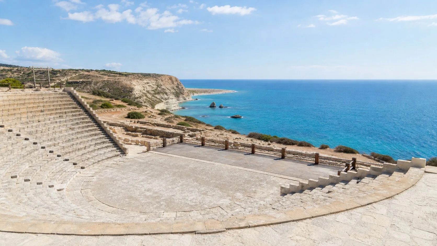 Ancient Kourion amphitheatre overlooking the Mediterranean near Limassol