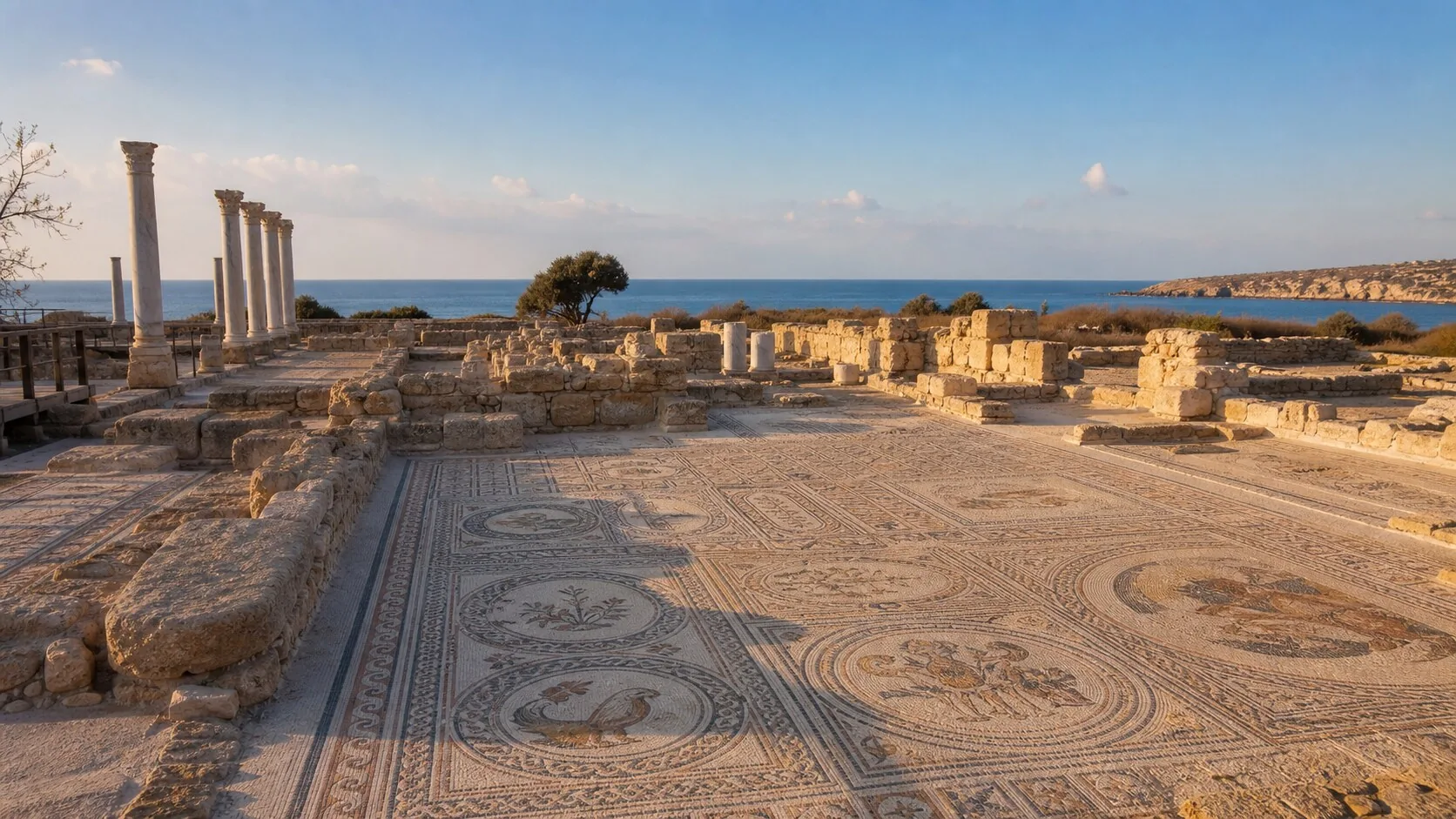 Roman ruins at Paphos Archaeological Park in Cyprus